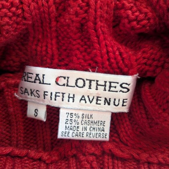 Saks 5th Avenue Silk Cashmere Cable Knit Hoodie Quiet Luxury S Preppy Nautical - Picture 2 of 8